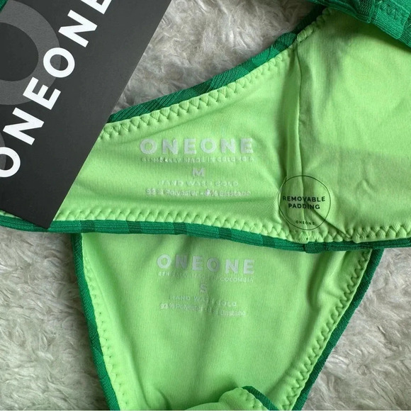 NWT OneOne Swimwear Bikini SETPINE Green Emerald Lara Heidi Cheeky NEW Medium - Picture 4 of 6